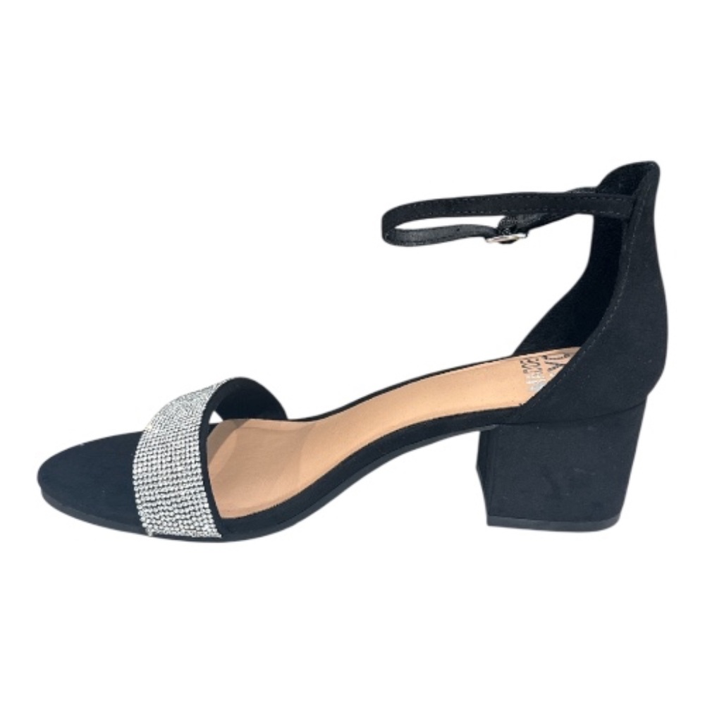 Madden NYC Rhinestone Block Heel Sandals Open Toe Ankle Strap Sparkly Comfort - Picture 2 of 5